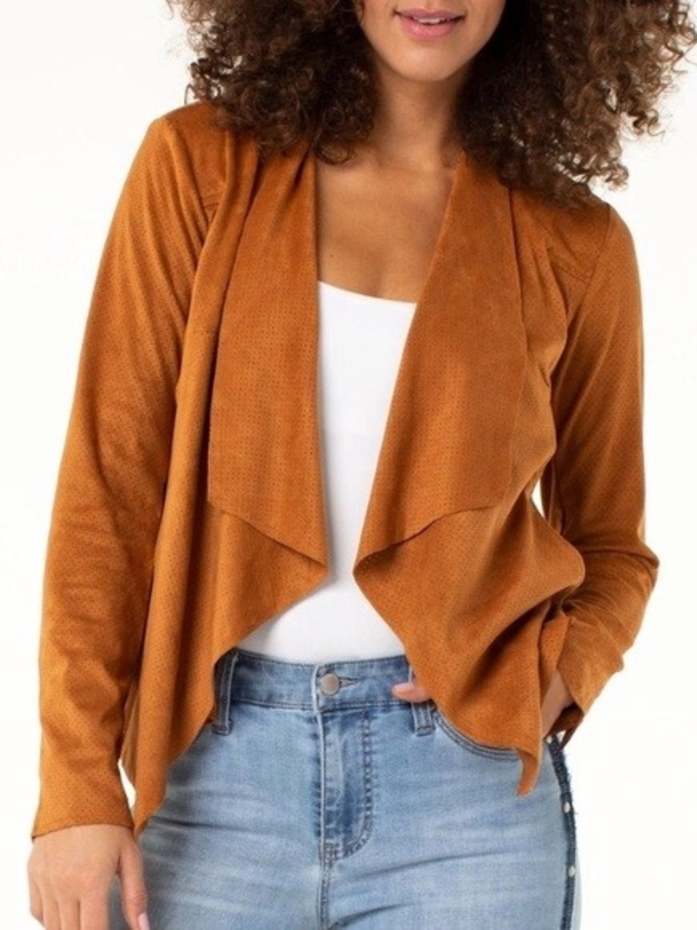Liverpool Women's Open-Front Draped Cardigan in Rust